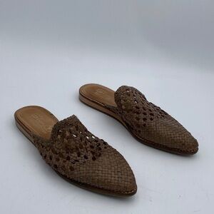 Sbicca Woven Tan Mules women leather 10 casual office beach retro lagenlook Y2K
